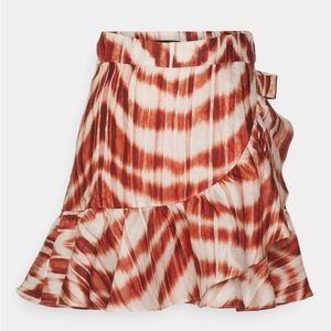 Banana Republic Rusty Zebra Print Wrap Around mid-length Skirt Size Large Petite